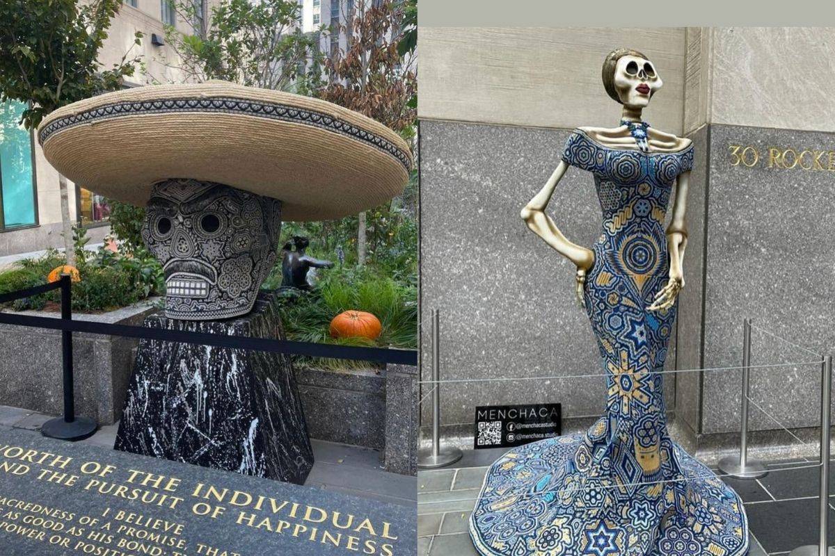 Alebrijes y catrinas zapotecas son exhibidos en el Rockefeller Center de Nueva York