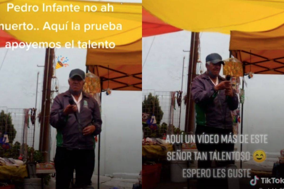 Abuelito se viraliza por cantar igual que Pedro infante en un tianguis de la CDMX