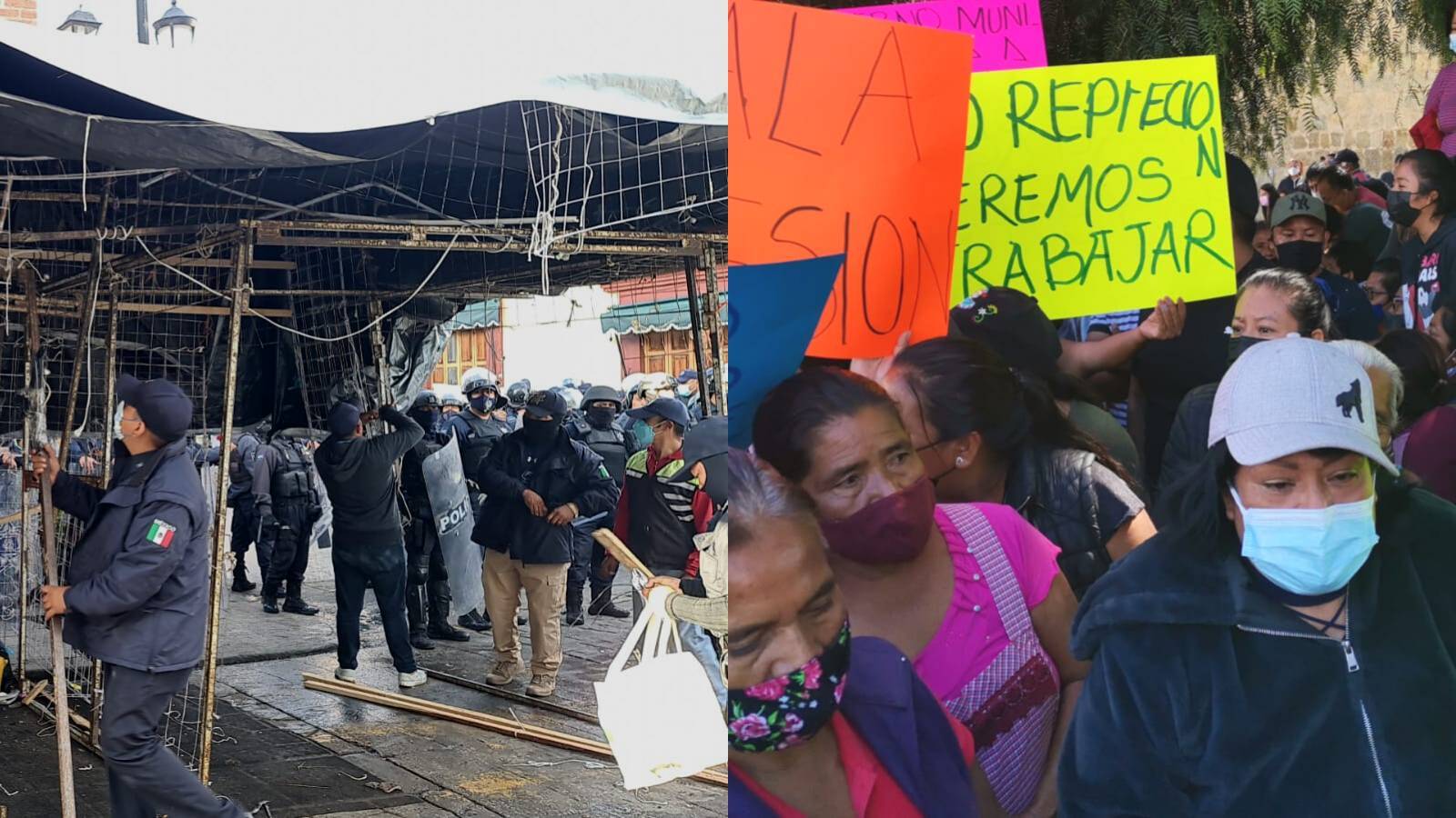 Desalojan a comerciantes del centro de Oaxaca; organizan protesta