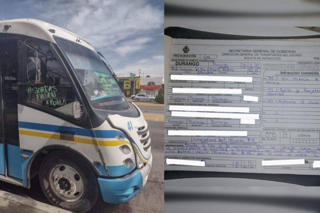 Chofer es sancionado tras colocar letrero 'gordas pagan por kilo' en su unidad