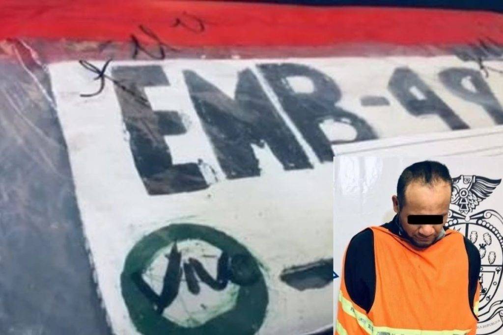 Hombre es detenido por dibujar las placas de su coche