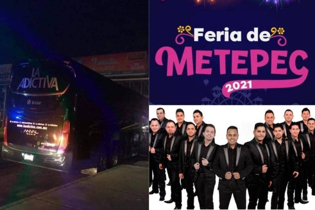 Balean autobús de la banda La Adictiva tras presentación en Feria de Metepec