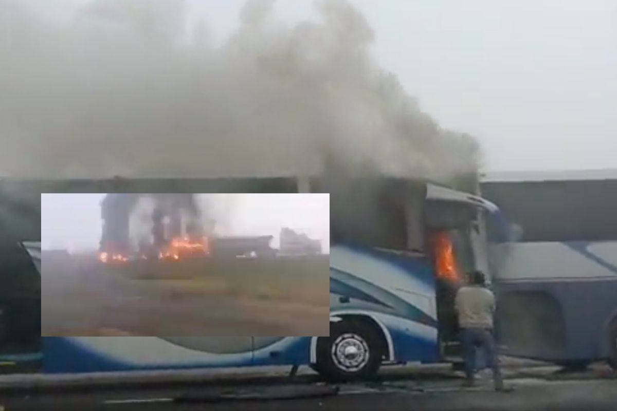 Autobús con aficionados del Monterrey se incendia en la carretera rumbo a CDMX