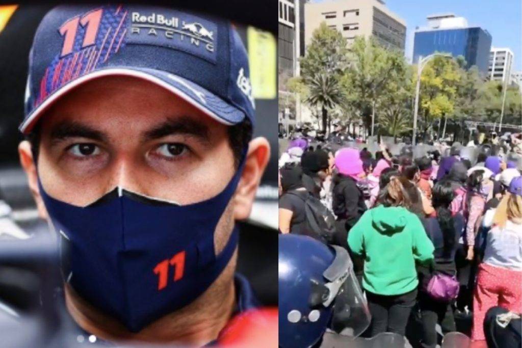 Feministas interrumpen exhibición de ‘Checo’ Pérez en Reforma