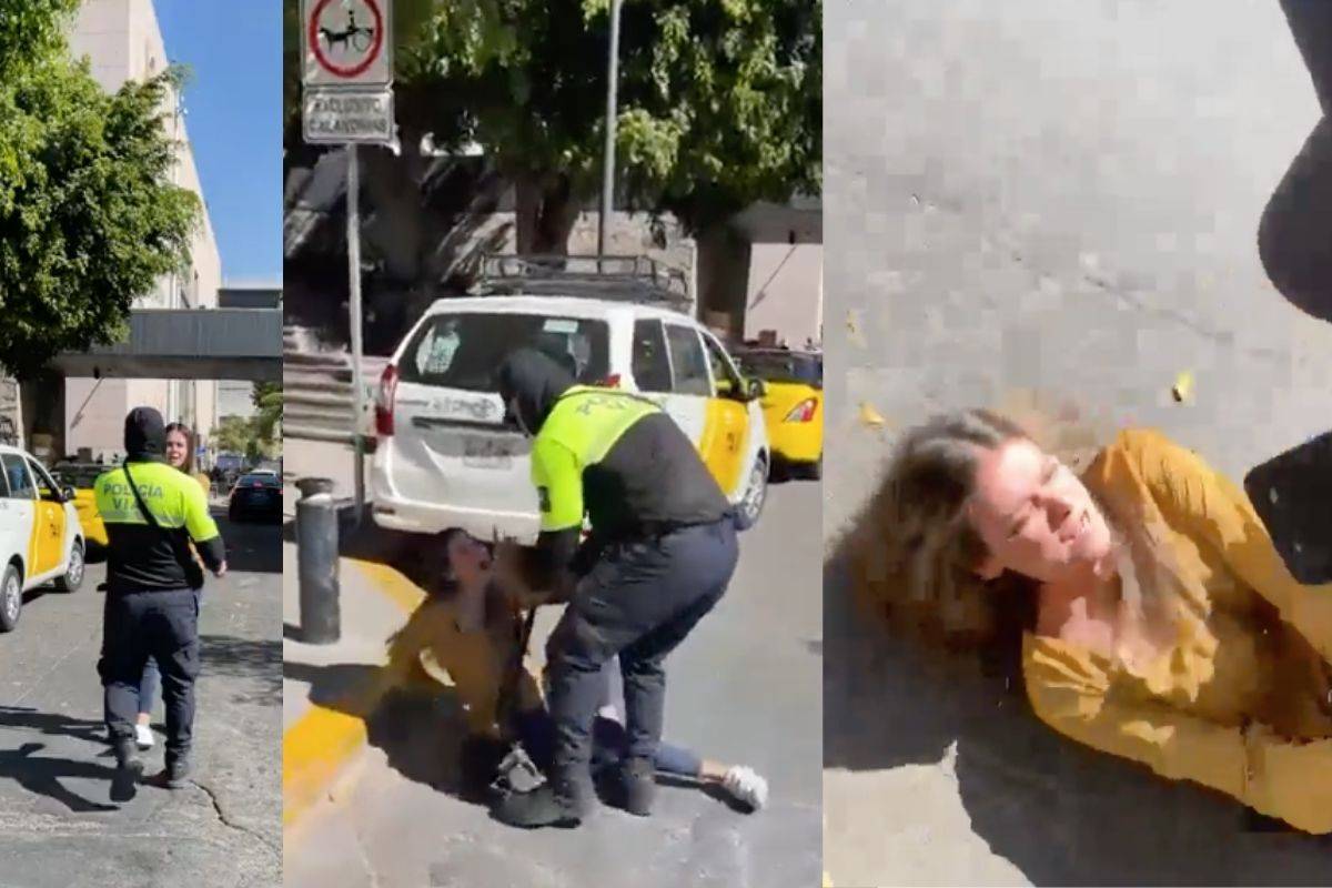 Captan a policía sometiendo a una mujer en Guadalajara
