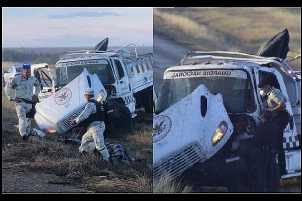 Aparatoso accidente de Guardia Nacional en Coahuila