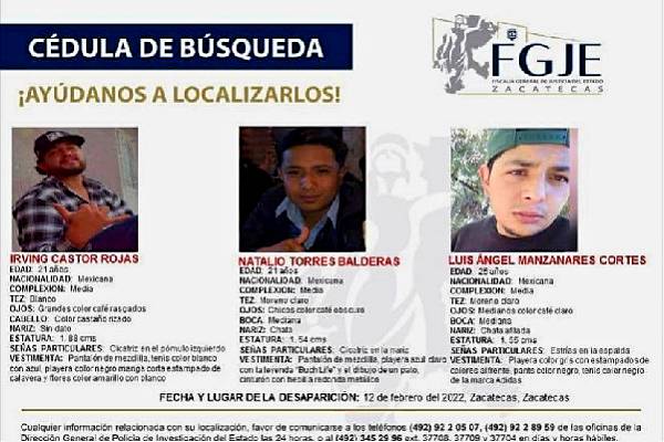 Hallan muertos a jóvenes de Zacatecas