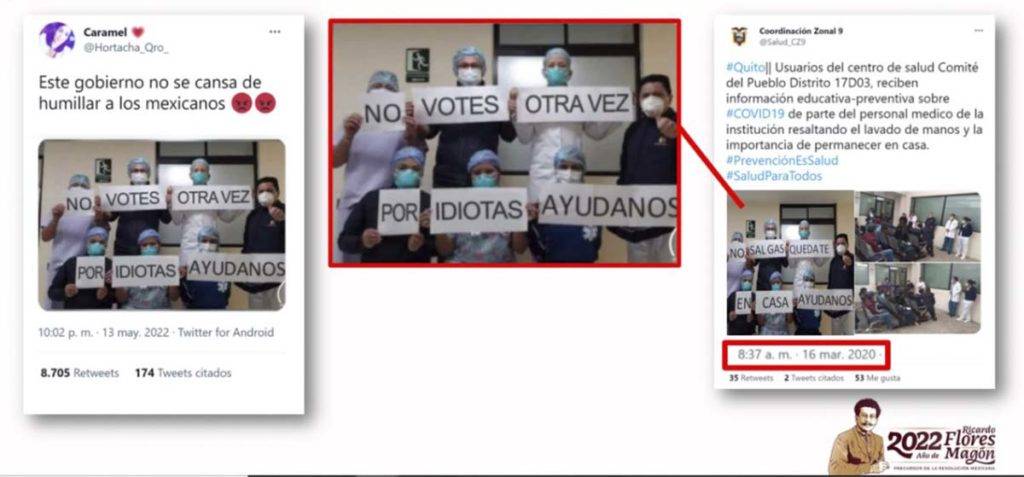En Quién es quién en las mentiras de la semana se exhibió un fotomontaje hecho para atacar al presidente López Obrador y la contratación de médicos cubanos.