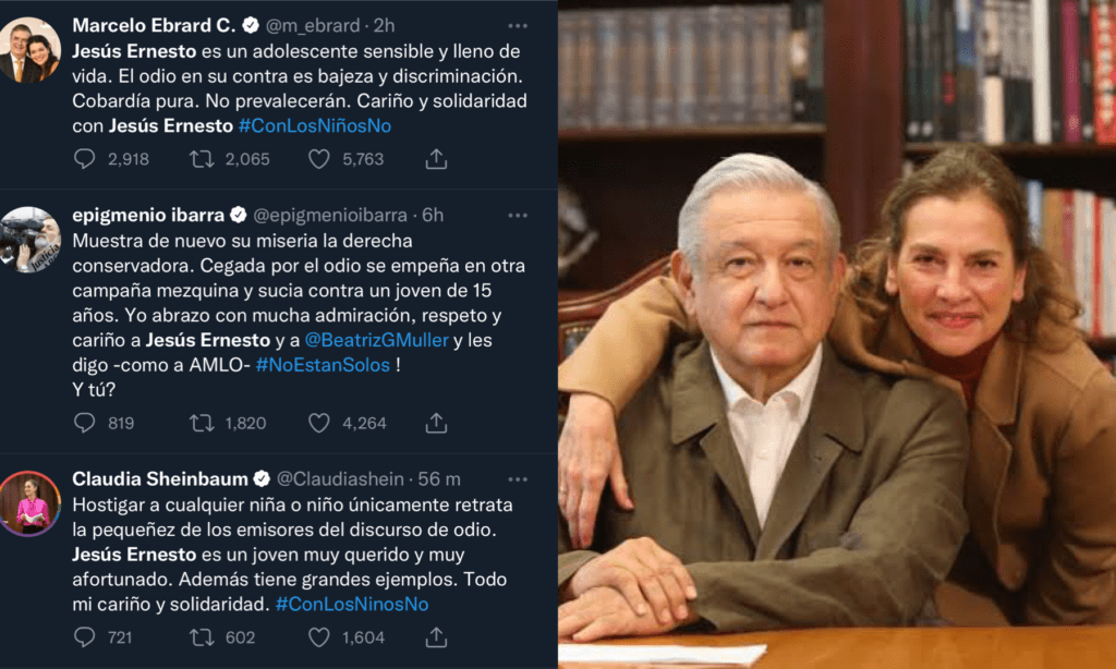 A través de redes sociales, varios personajes de la vida pública en México se han posicionado ante la reciente campaña contra el hijo menor de edad del presidente AMLO, Jesús Ernesto.