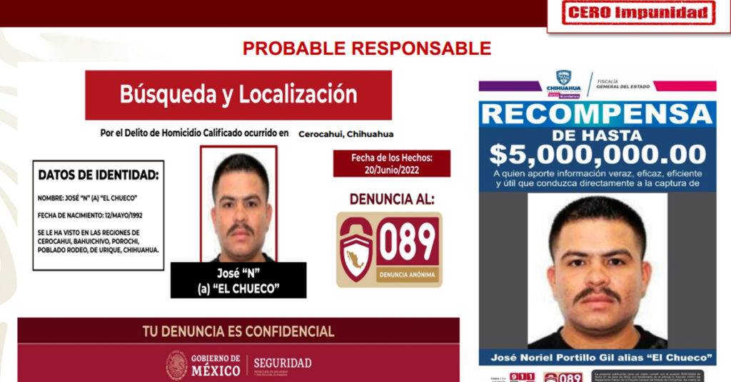 El Gobierno Federal implementó un operativo para capturar a José Noriel 'El Chueco', presunto homicida de dos sacerdotes y un guía de turistas en Chihuahua.