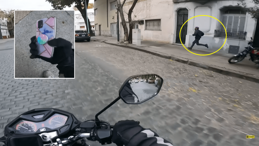 Motociclista recuperó celular robado