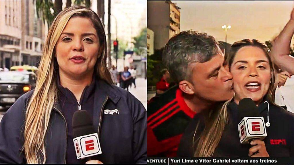La periodista deportiva del canal ESPN Brasil, Jessica Días sufrió acoso sexual ante las cámaras mientras hacia un enlace en vivo.