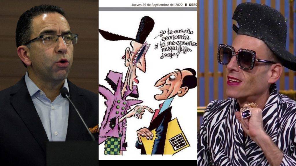 El llamado en redes ”saco de pus”, Javier Lozano, usó un cartón del caricaturista de la derecha, Calderón, para atacar a Edy Smol.