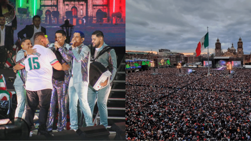 Con más de 3 horas de concierto, Grupo Firme llenó la plancha del Zócalo capitalino con más de 250 mil personas que cantaron sus canciones.