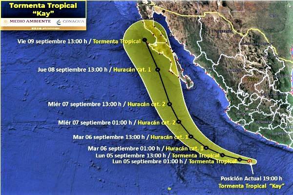 Tormenta tropical Kay llegaría a huracán categoría 2