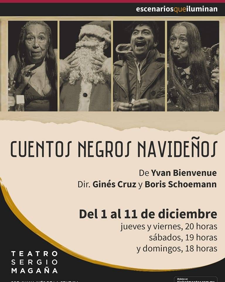 'Cuentos Negros Navideños' para disfrutar del delirio de la época, con mucho humor negro a manos de María Elena Olivares, Ginés Cruz y Miguel Ángel Barrera.