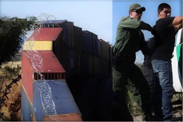 Frenan muro de contenedores y púas en frontera Arizona-México