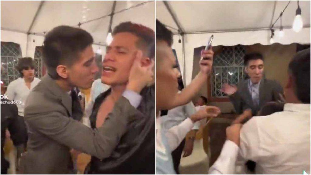 Invitado besa al novio recién casado