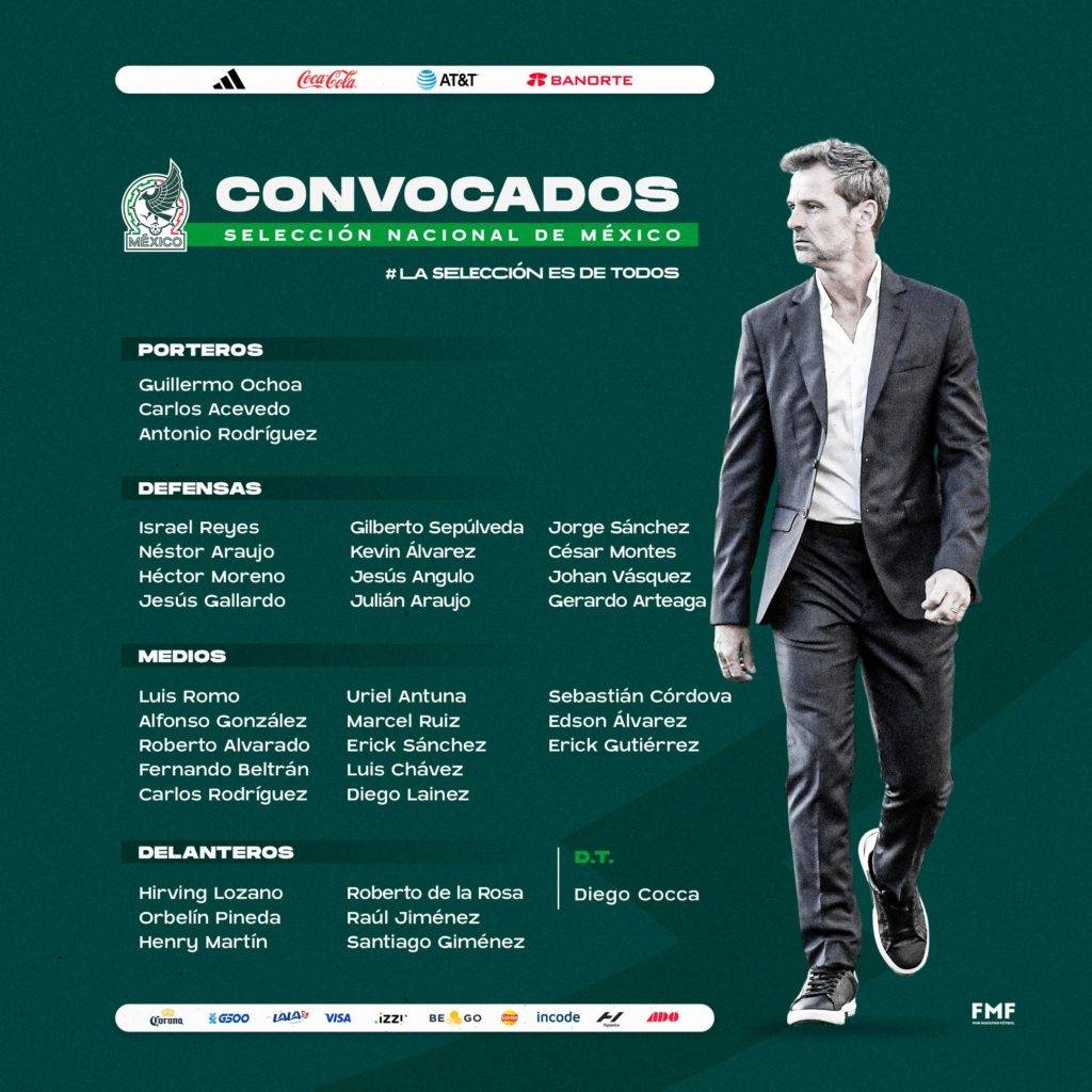 El nuevo técnico del Tri, Diego Cocca, presentó la lista de convocados para enfrentar los juegos de compromiso de la Concacaf Nations League de la Selección Mexicana.