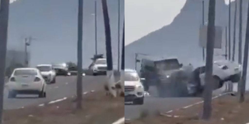 Un video que circula en redes sociales muestra el momento en el que un conductor en su automóvil circuló en sentido contrario y se impactó contra una camioneta.