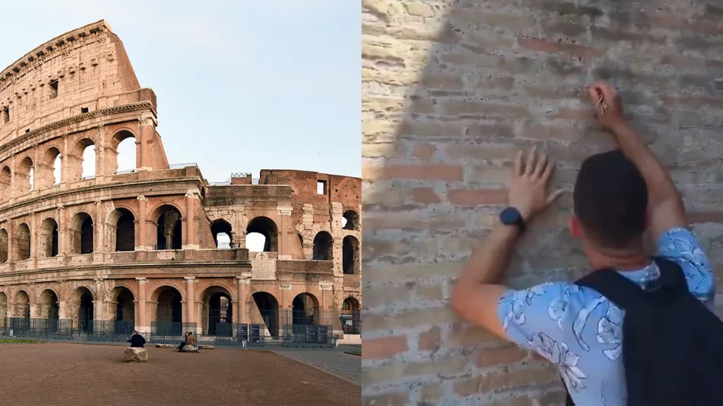 Italia busca a turistas que rayaron un muro del coliseo romano