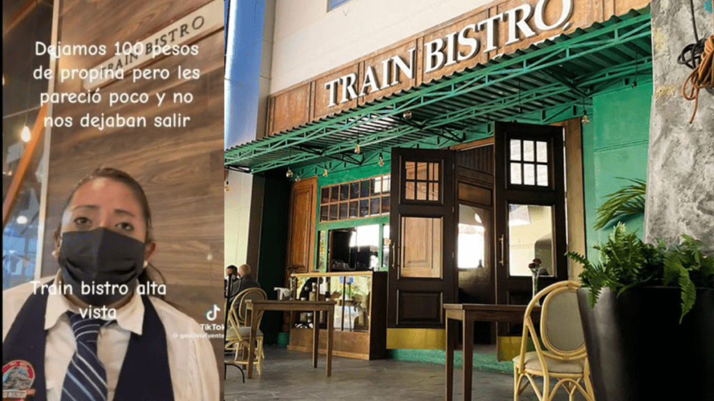 Un video difundido en redes sociales captó el momento en el que una mesera del restaurante Train Bistro entabla una discusión con los clientes por la propina