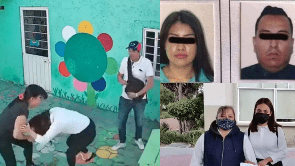 Tras la difusión del video donde se observa a una pareja agredir a una maestra de Kínder, la Fiscalía General del Estado de México los detuvo