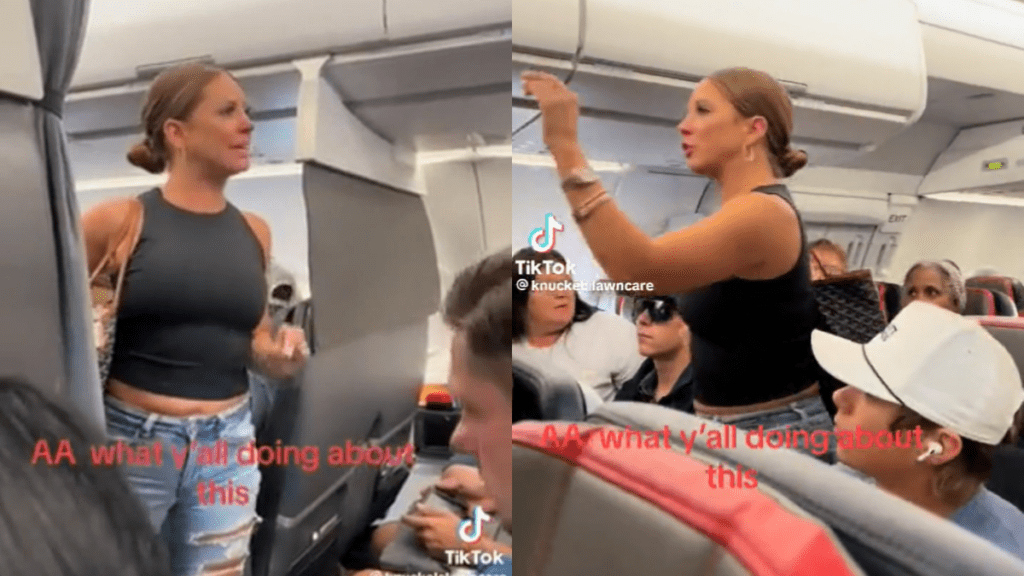 Un video difundido en redes sociales captó el momento en el que una mujer sufre un ataque de pánico en un avión por un pasajero imaginario.