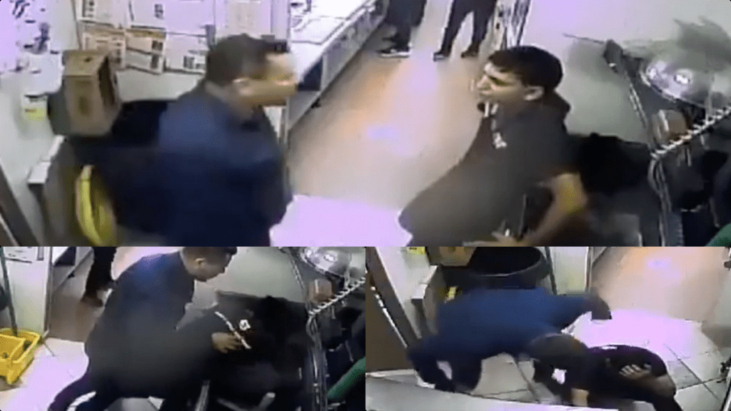 Un empleado de una sucursal de Subway, fue violentamente agredido por un hombre que aparentemente se molestó por tener que esperar su turno.