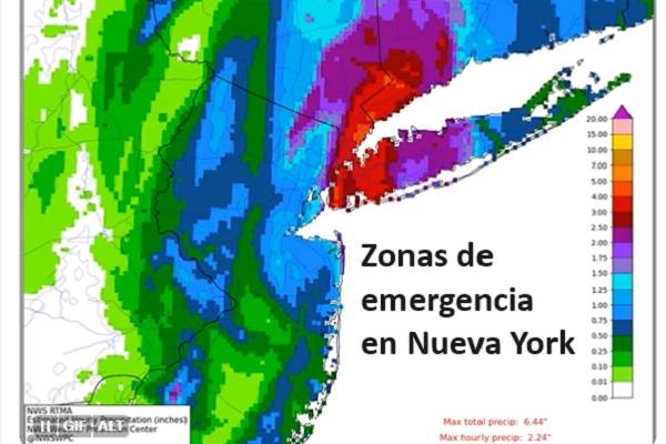Estado de emergencia en toda la ciudad de Nueva York, Long Island y el valle del Hudson debido a las lluvias extremas. Gobernadora pide ponerse a salvo 