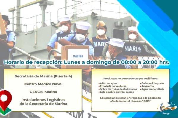 Marina, Turismo, Cruz Roja, UNAM, en CDMX han instalado centros de acopio para la población de Guerrero ante la emergencia por lluvia, viento y sismo