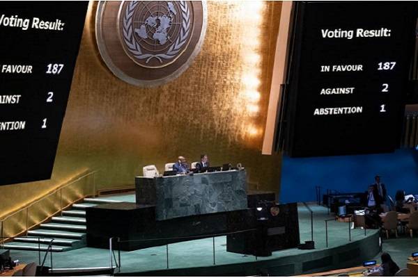 En Naciones Unidas un total de 187 países pidieron poner fin el embargo comercial a Cuba. En tanto que Ucrania se abstuvo
