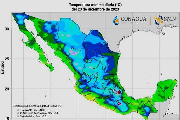 El frente frío 19 ingresará a México este 21 de diciembre provocando heladas y posible caída de nieve o aguanieve, según el pronóstico del clima