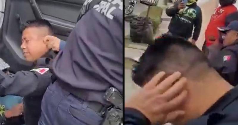 Mujer impide que policías se lleven a su hijo con jalones de oreja en Naucalpan 