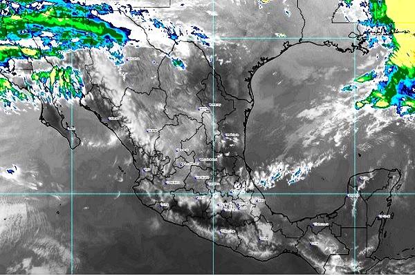 Cielo mayormente despejado. Temperaturas máximas de 40 a 45 grados Celsius en Campeche, Guerrero, Michoacán, el sur de Morelos, Nayarit y Yucatán