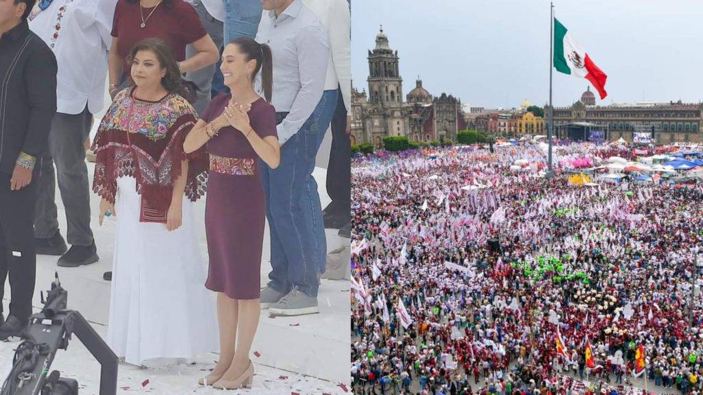 Claudia Sheinbaum cerró su campaña a la Presidencia de México ante miles de sus simpatizantes, quienes abarrotaron el Zócalo de la Ciudad de México.  