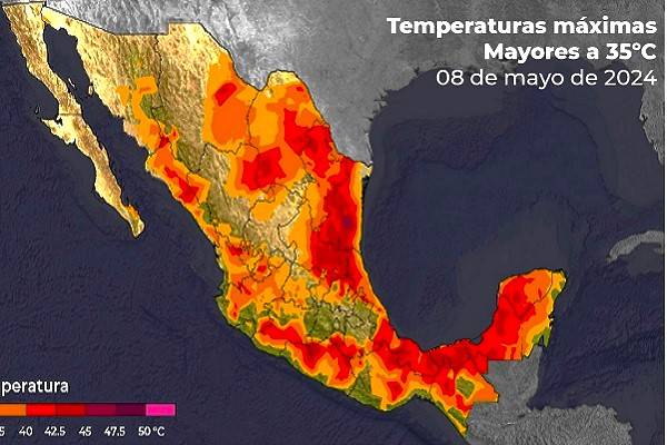 Calor y viento hasta 80 km/h tolvaneras en Aguascalientes, Chihuahua, Durango, Tehuantepec, Veracruz sur y Zacatecas. Torbellinos al norte de México