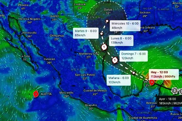 Según pronósticos huracán Beryl girará al norte e ingresará a tierra en Estados Unidos. En Tamaulipas 18 municipios en riesgo alto o muy alto