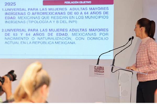 A partir de enero 2025 apoyos a mujeres indígenas y afrodescendientes de 60 a 64 años y todas las mayores en general entre 63 y 64 años. En 2026 universal