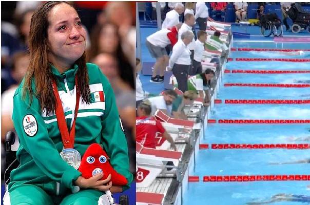 Mexicana medalla de plata con un tiempo de 2:21:79, lo que es un récord en América. Queda a 6 centésimas de Pin Xiu Pin que ganó el oro