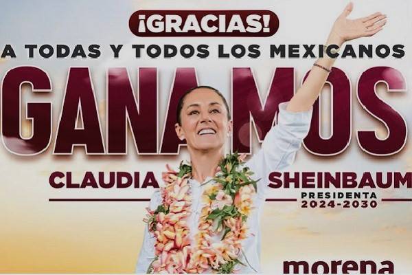 Sheinbaum ganó, sin impugnación de ningún voto, con 59.76% de la votación. Histórico triunfo. "Vamos a seguir construyendo prosperidad compartida"