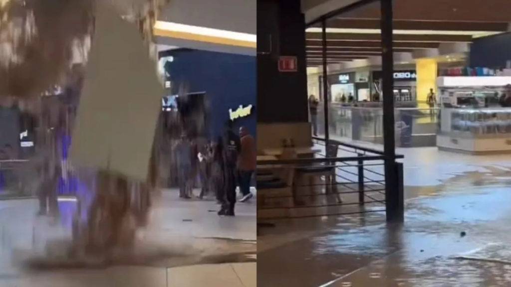 Las intensas lluvias provocaron el derrumbe del techo de cristal en una plaza de San Pedro Garza García, lo que dejo varios lesionados. 