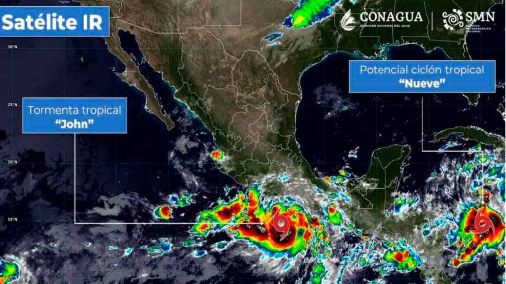 Autoridades estatales despliegan planes de emergencia ante la inminente llegada del huracán John, que presenta vientos de hasta 195 km/h.