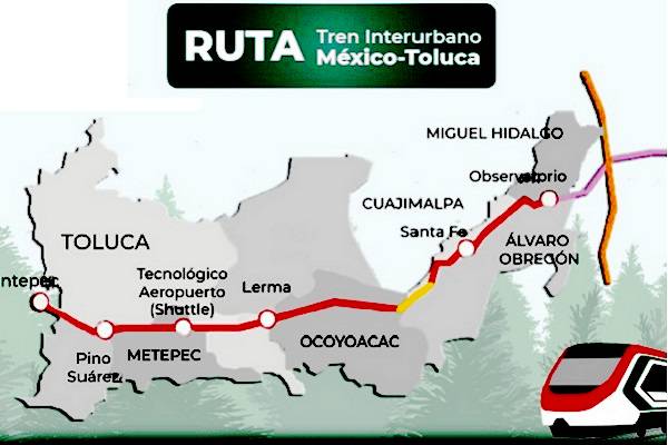 Martí Batres explicó ante AMLO: 20 mil personas al dia utilizan El Insurgente que conecta el Valle de Toluca con la CDMX. En diciembre llega a Observatorio