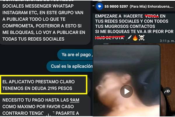 Préstamo Claro usa información confidencial proporcionada para dañar e incluso amaga asesinar a sus clientes