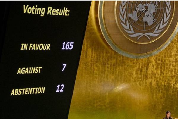 La Asamblea General de Naciones Unidas voto por rechazar el embargo económico a Cuba por 165 votos. 7 países en contra y 12 abstenciones