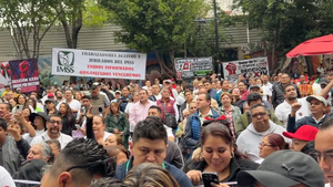 Manifestación de trabajadores del IMSS / Vía X