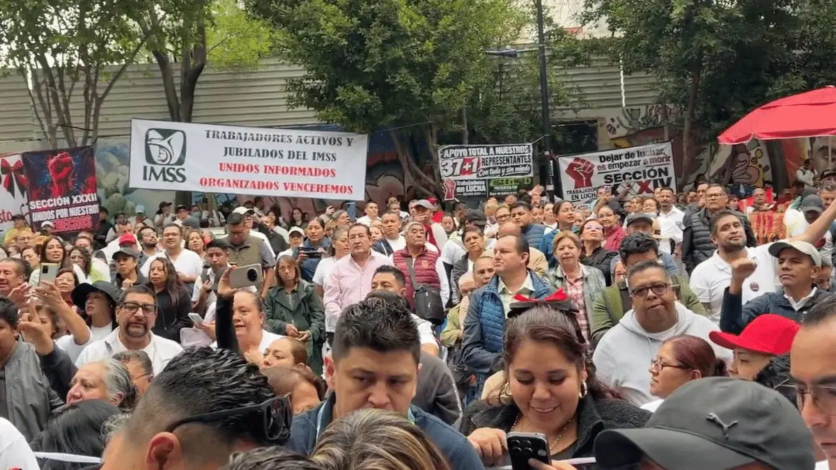 Manifestación de trabajadores del IMSS / Vía X
